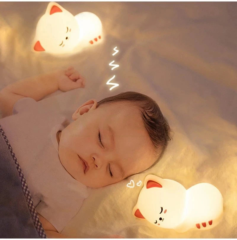 Veilleuse Bebe Veilleuse Chat Lampe de Chevet Enfant,Lampe de Chevet Chambre Bebe