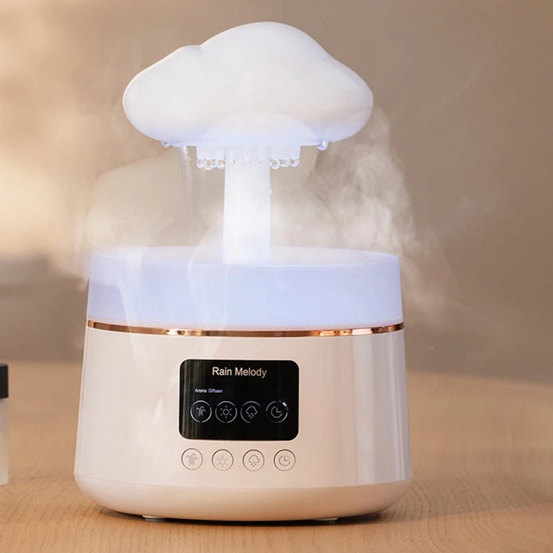 PRIZOM 300 ML Champignon Pluie Nuage Humidificateur d'air Gouttes D' Sons Veilleuses ColoréEs AromathéRapie Diffuseur D' Essentielle