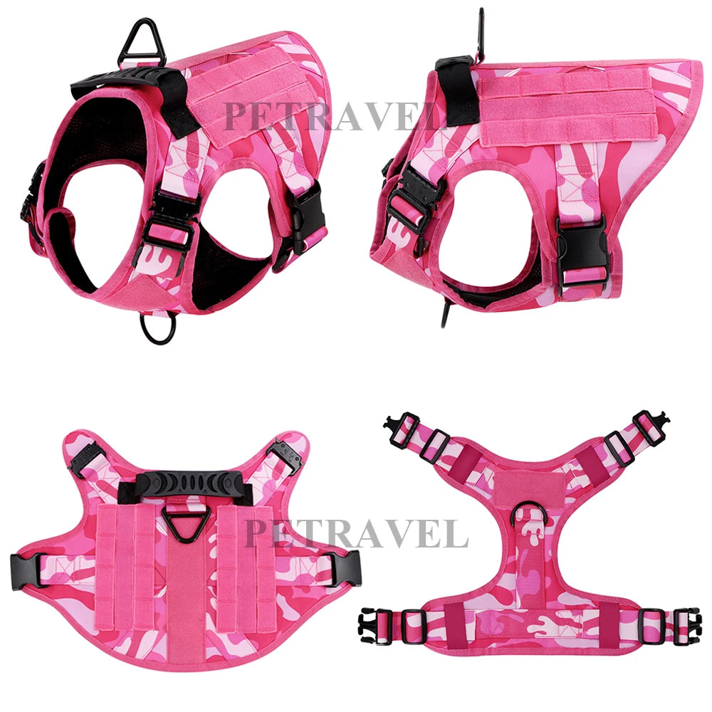 Harnais Pour Chien +Laisse+Collier Rose , grands et moyens chiens