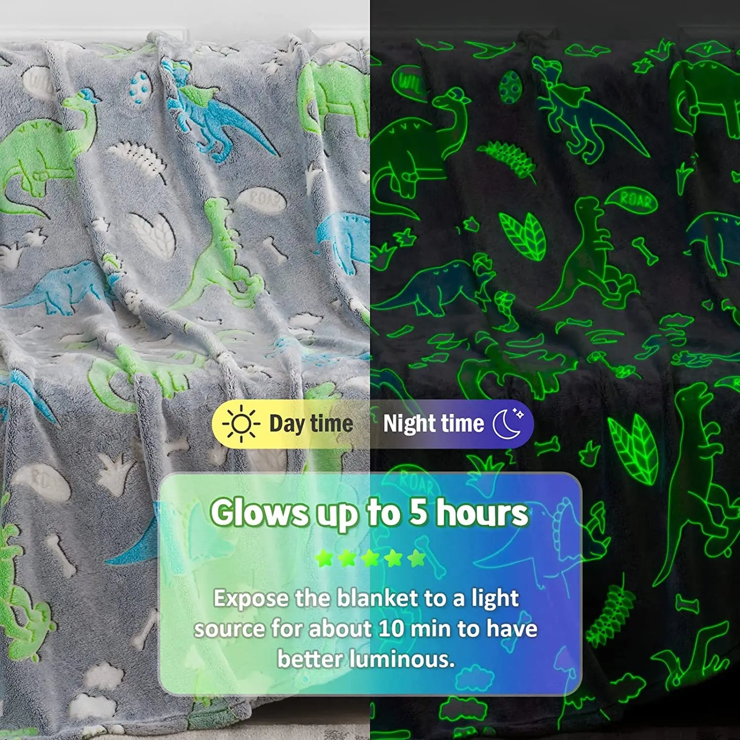 Lumineux Dinosaure Jeter Couverture Pour Filles Garçons Peluche Flanelle Couverture Arbre de Noël Briller Dans Le Noir Super Doux