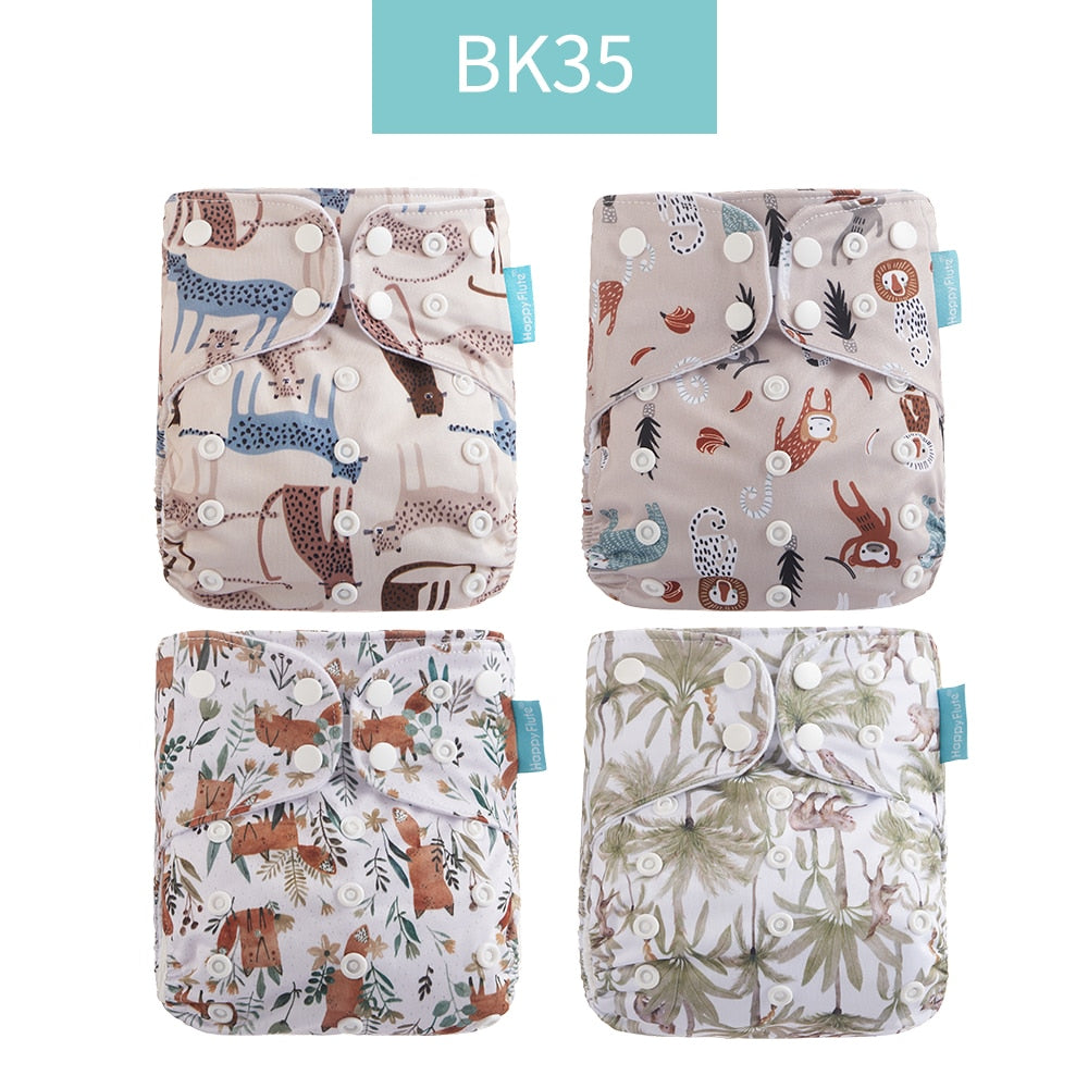 Happyflute 2022 New Fashion Style Baby Nappy 4pcs/set Diaper Cover Waterproof&Reusable Cloth Diaper