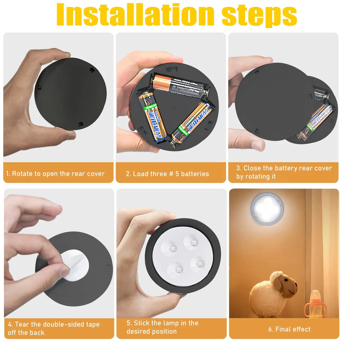 Lumières sans fil sous les armoires avec éclairage à distance 13 couleurs LED sous les armoires Lumières autocollantes sur l’armoire Lumières sous le comptoir Lumières RVB de télécommande