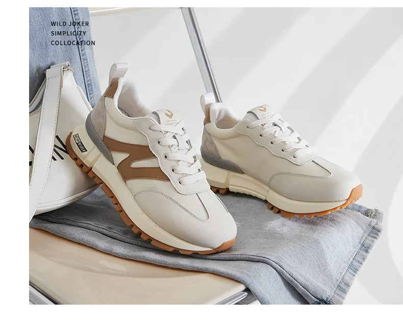 SOMILISS Cuir véritable Femmes Baskets Lacets