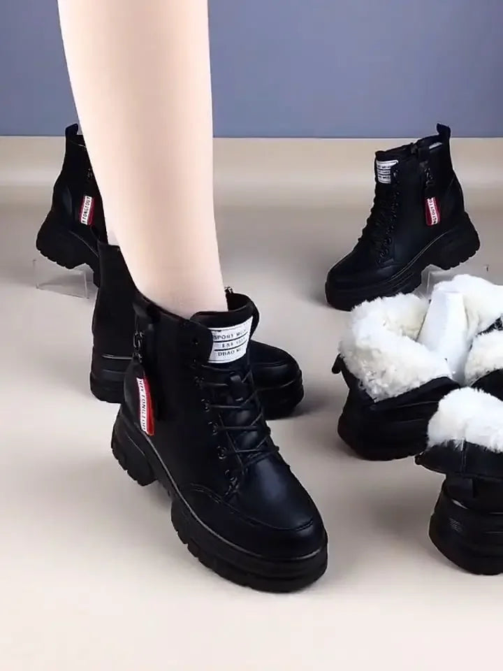Bottes en cuir Ă plateforme haute pour femmes