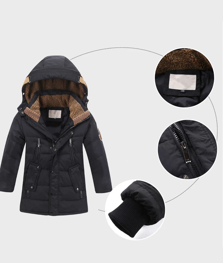 Manteau long et épais en duvet pour garçon , vêtement d'extérieur pour l'hiver