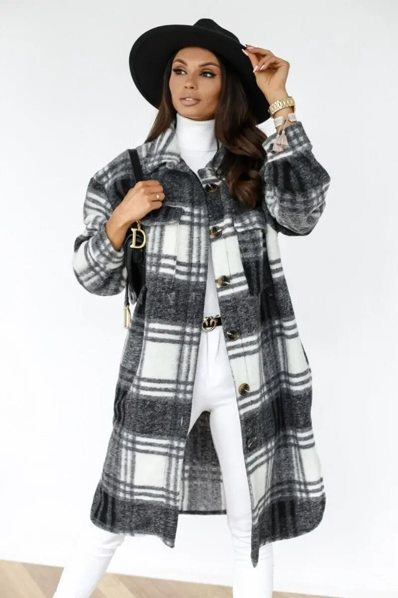 Chemise Veste À Manches Longues À Carreaux Imprimé