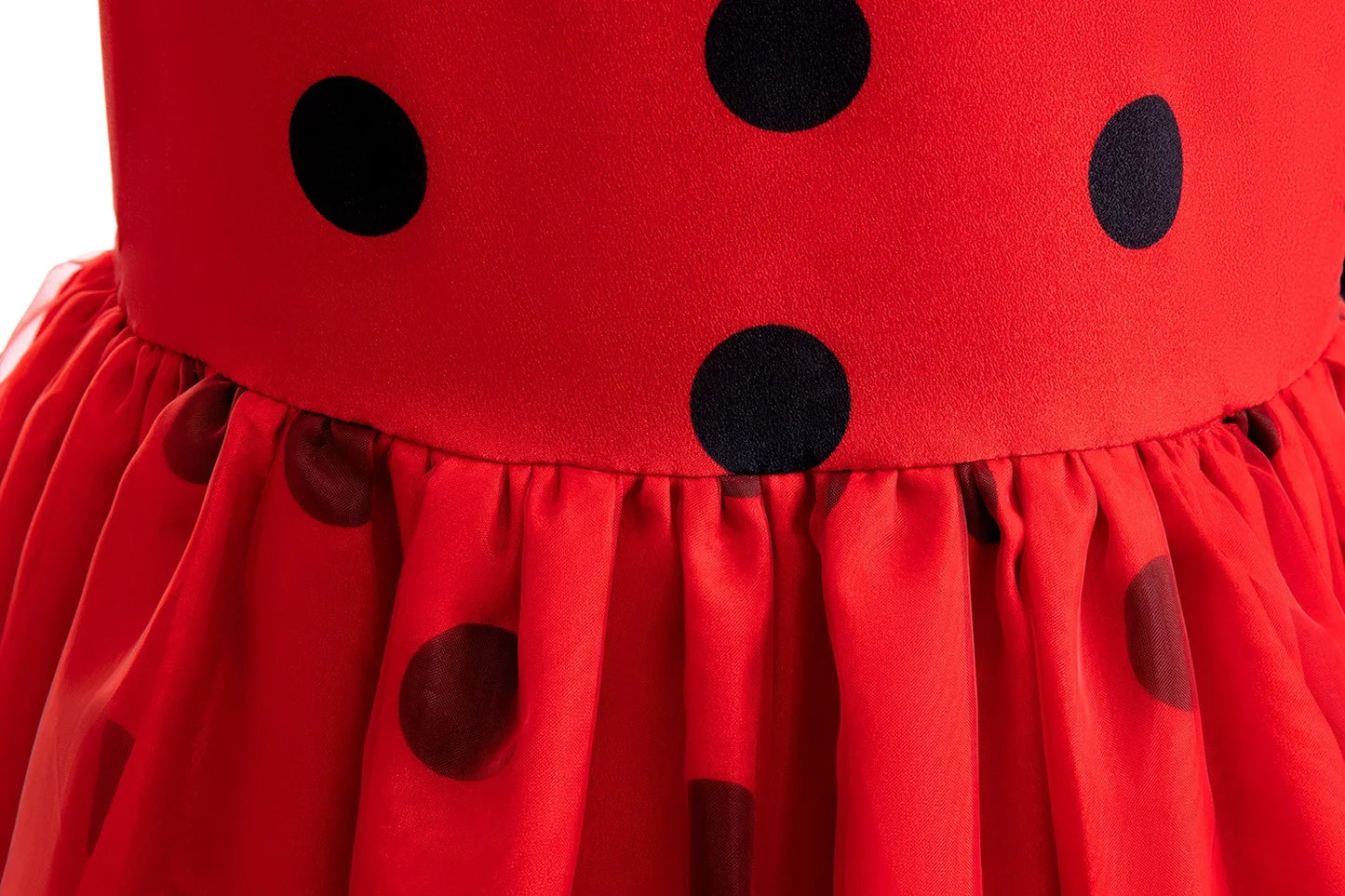 Robe Coccinelle Filles + gants+ sac+ masque + boucle d'oreille