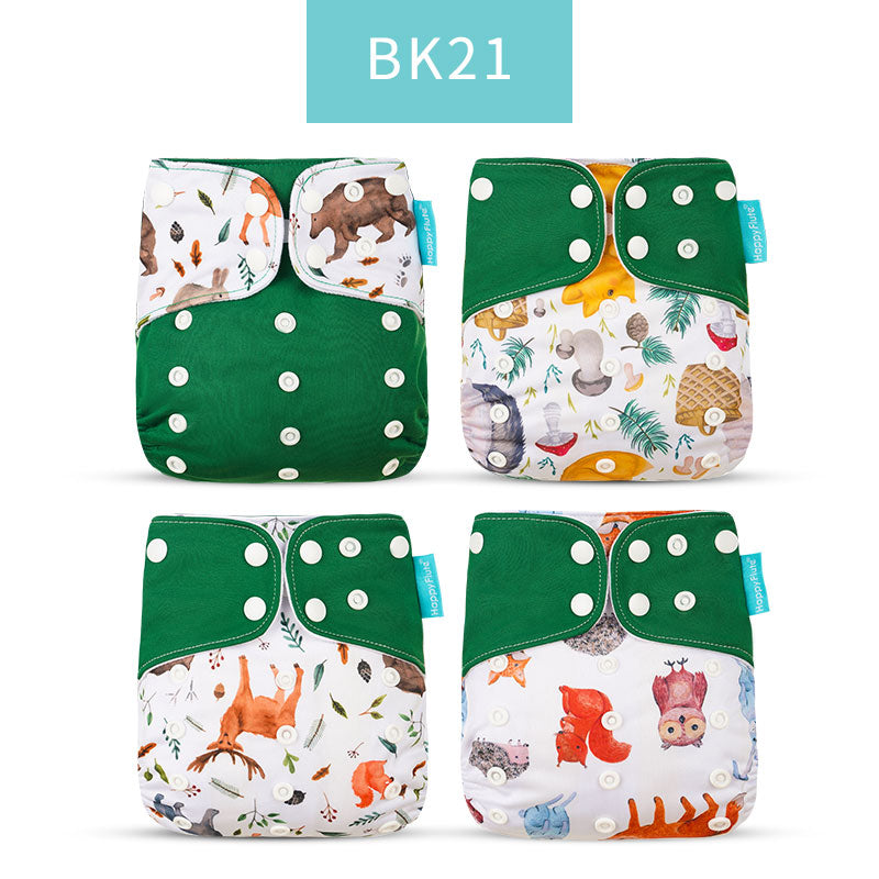 Happyflute 2022 New Fashion Style Baby Nappy 4pcs/set Diaper Cover Waterproof&Reusable Cloth Diaper
