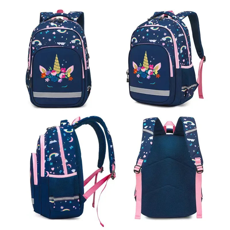 Cartable Fille Primaire Sac à Dos Enfant, 3 en 1 Sac à Dos Scolaire avec Sac à Lunch et Trousse