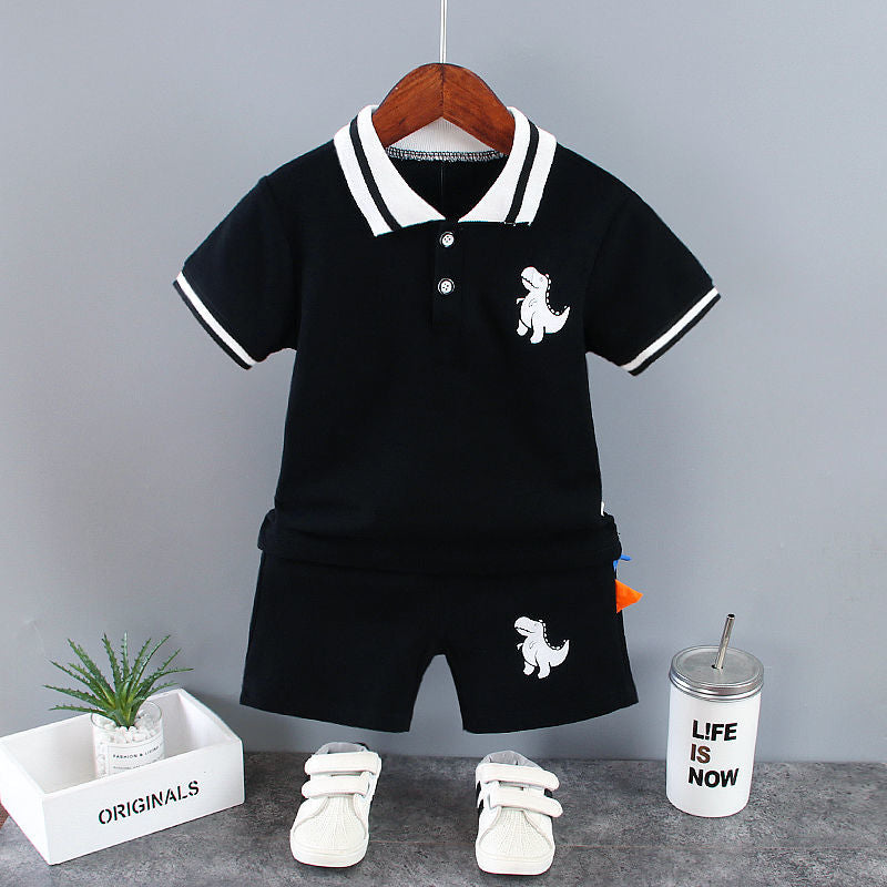 2 piéces Ensemble Court À Rayures Imprimées À Manches Courtes Pour Garçon, Ensemble T-shirt Et Short, Vêtements Pour Enfants Pour L'été
