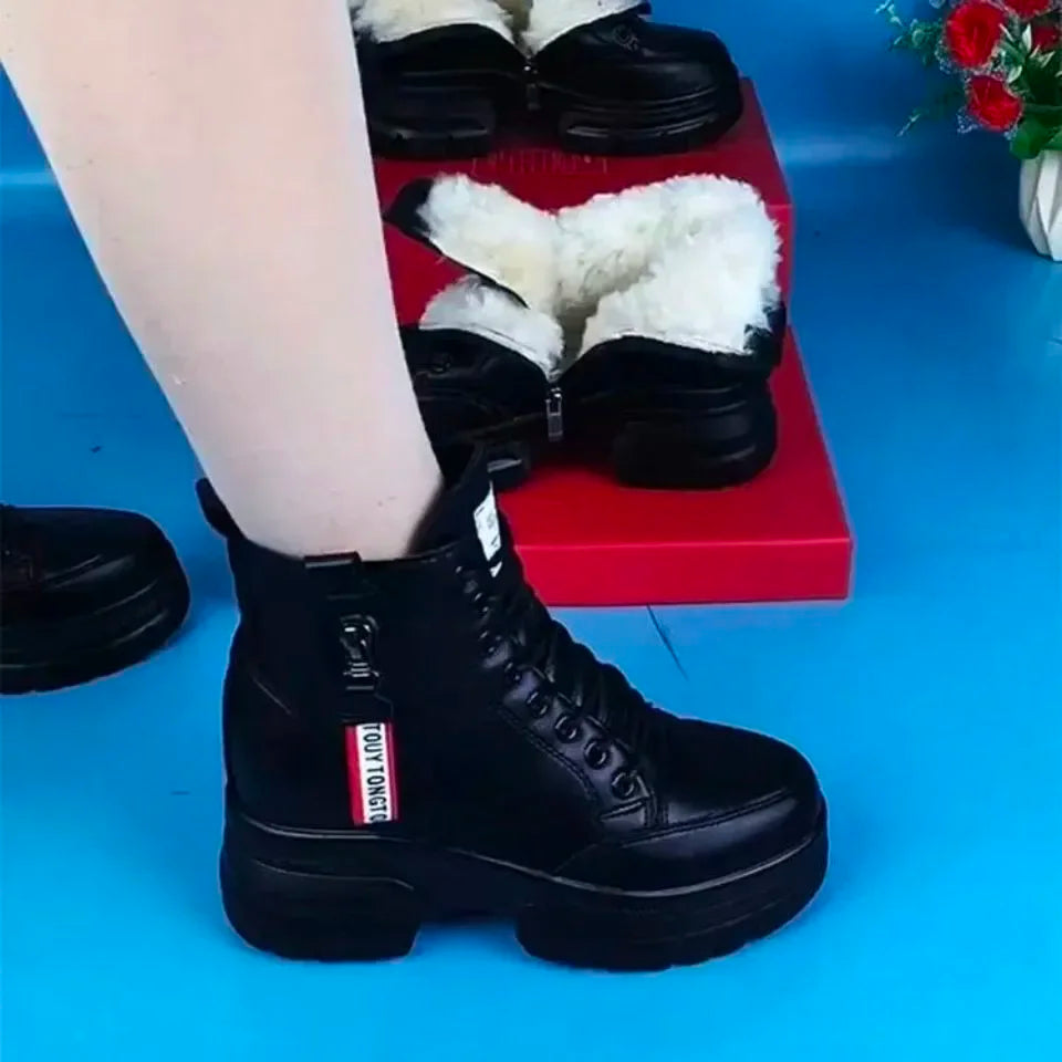 Bottes en cuir Ă plateforme haute pour femmes
