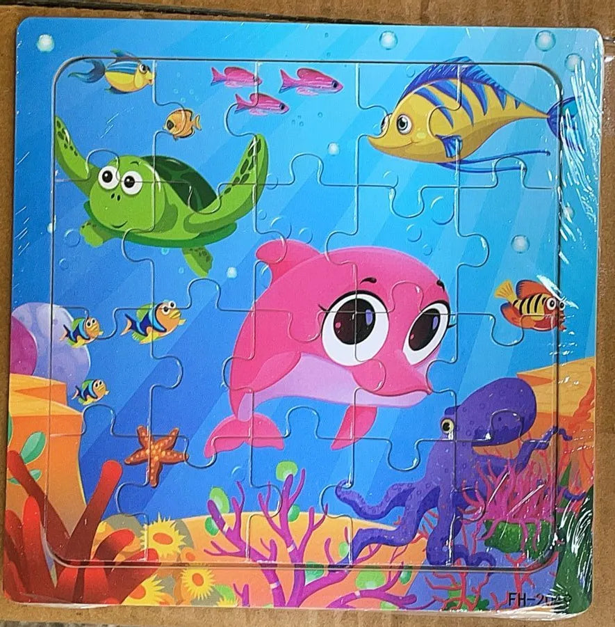 20 pièces en bois 3d puzzle dessin animé véhicule animal puzzle Montessori jouets éducatifs pour enfants anniversaire cotillons cadeaux