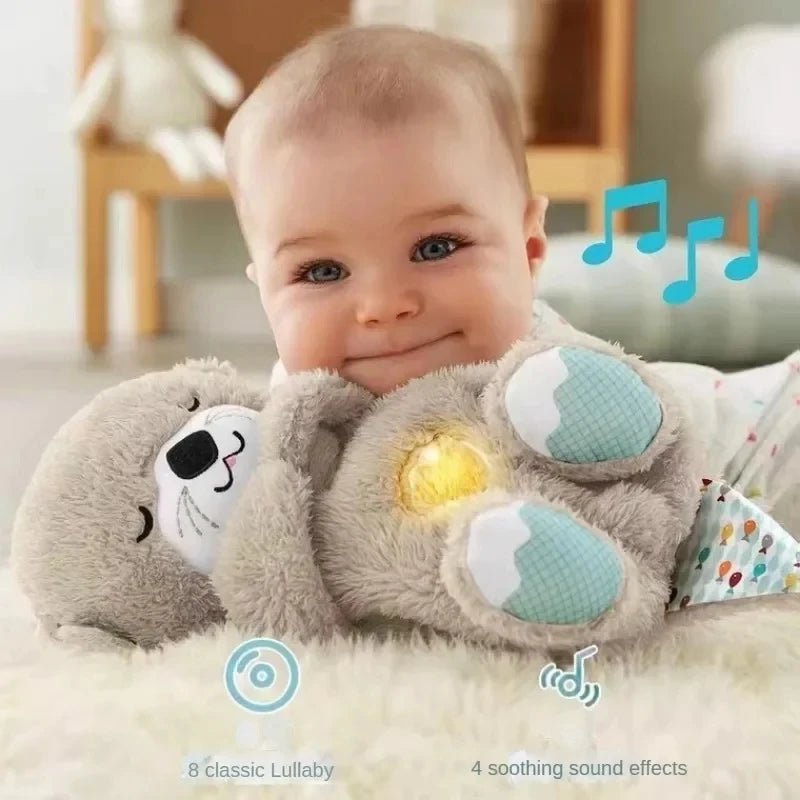 Loutre Poupée En Peluche Jouet Bébé Enfants Apaisant Musique Compagnon De Sommeil Son et Lumière + Badge anti-mostique