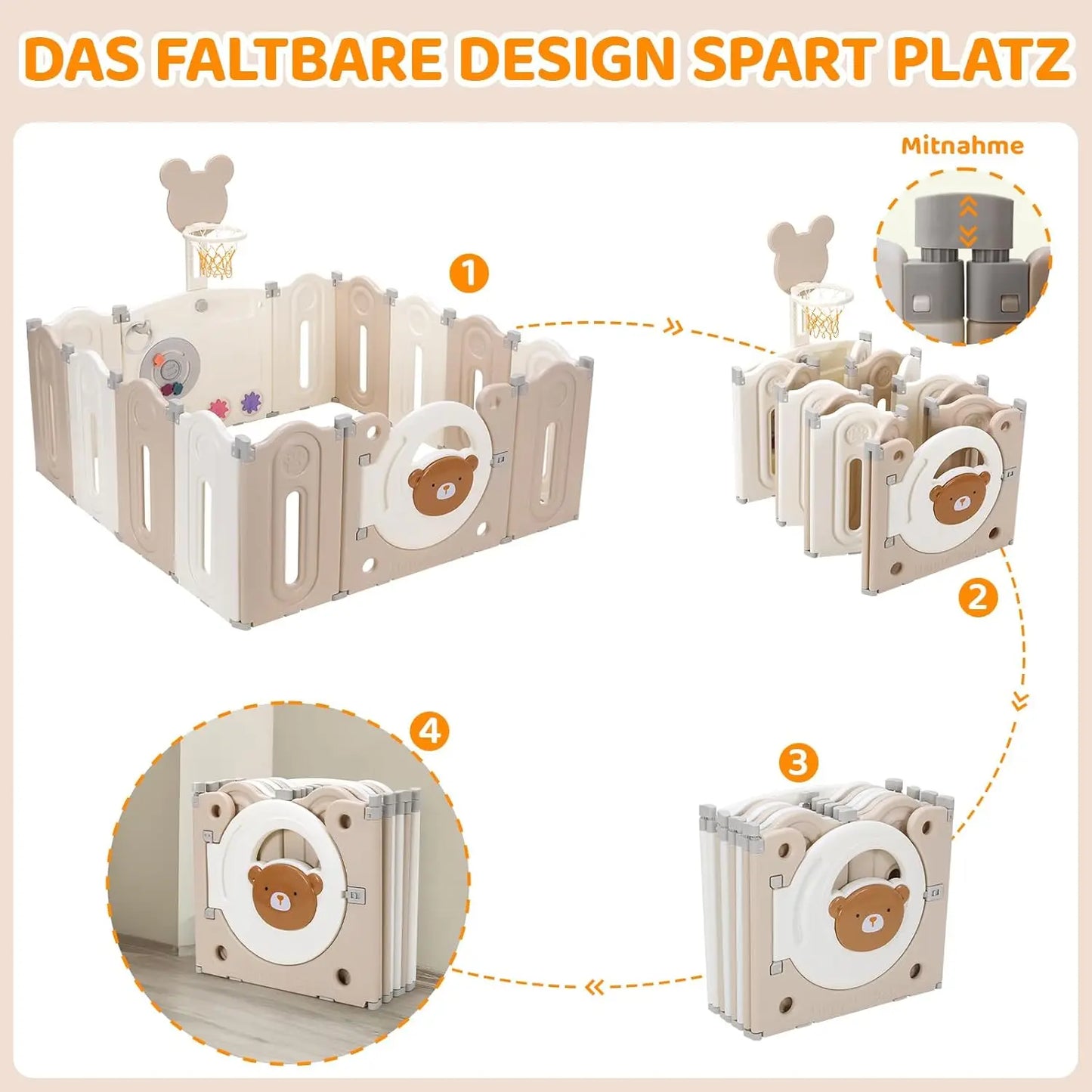 Meilleur Parc pliable pour bébé, clôture pour bébé à 14 panneaux, centre d'activités pour enfants, cour de jeu de sécurité avec panier de basket-ball et planche à jouets, cadeaux
