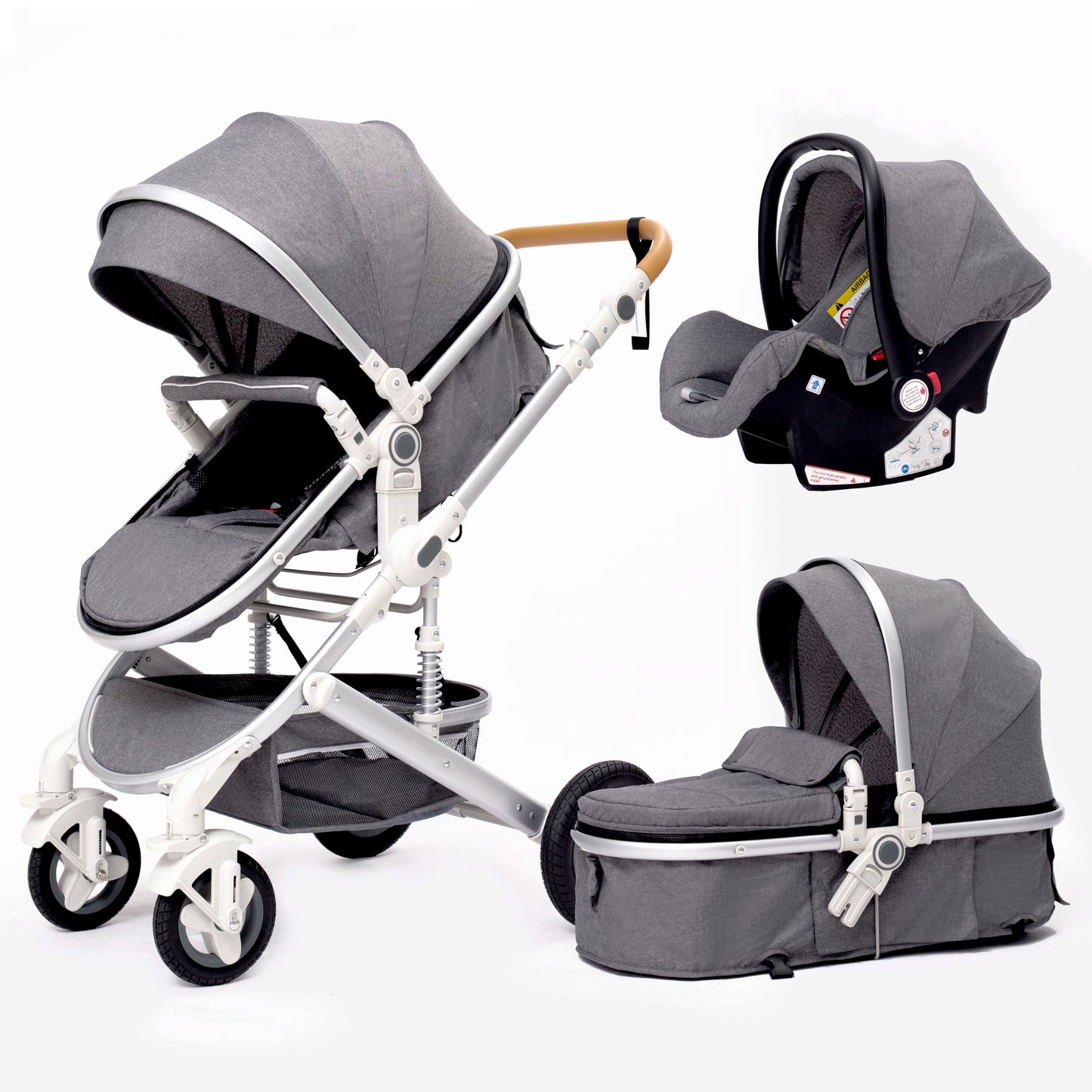 YAZOCO Poussette 3 en1 Compacte Poussette CombinéEs Anstout Terrain Luxe Haut Paysage Quadruple Pliable Canne Bébé Poussettes Confort Convient aux Nouveau Nés