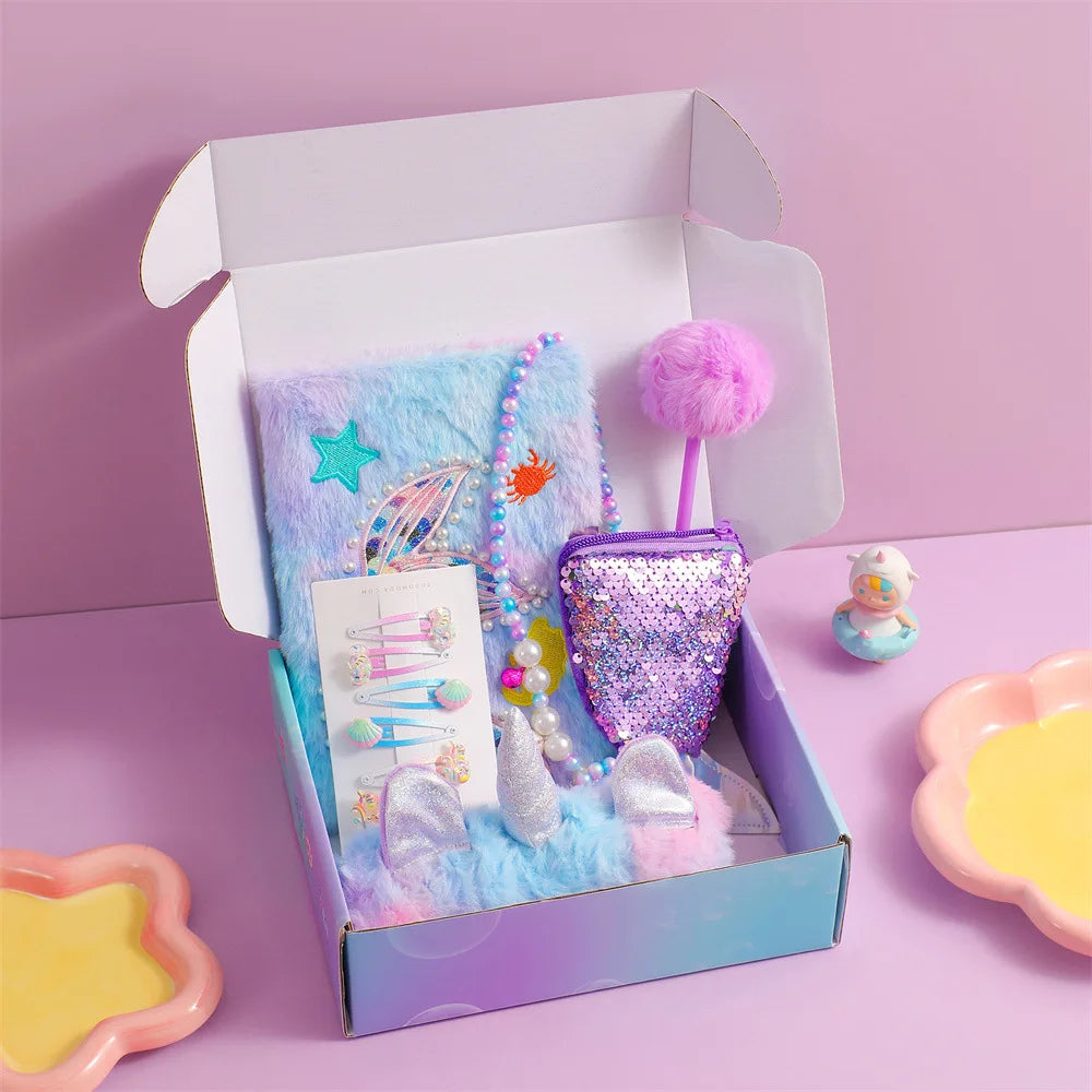 Sirène Thème Etudiant Papeterie Set Mignon Fantasy Dessin Animé Thème Cahier Set Cadeau de Noël pour les filles Sirène Cadeau d’anniversaire Pas Cher