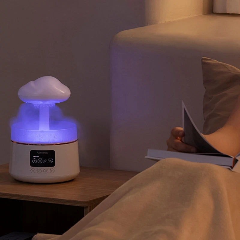PRIZOM 300 ML Champignon Pluie Nuage Humidificateur d'air Gouttes D' Sons Veilleuses ColoréEs AromathéRapie Diffuseur D' Essentielle