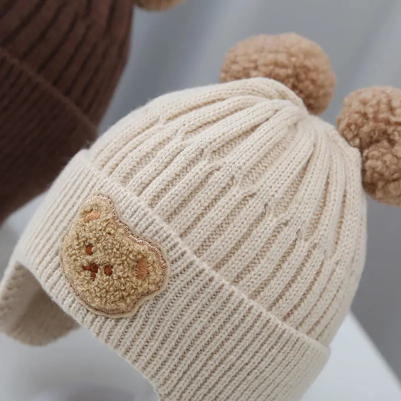 Bonnet Bébé Hiver en Maille Ourson