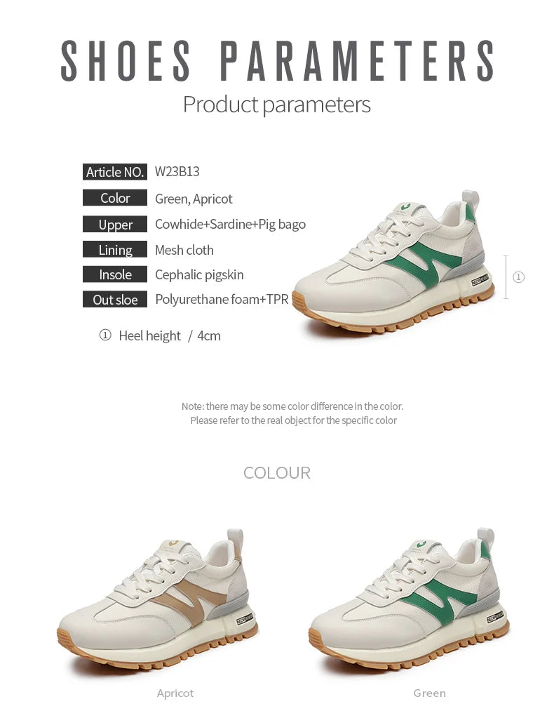 SOMILISS Cuir véritable Femmes Baskets Lacets Vert