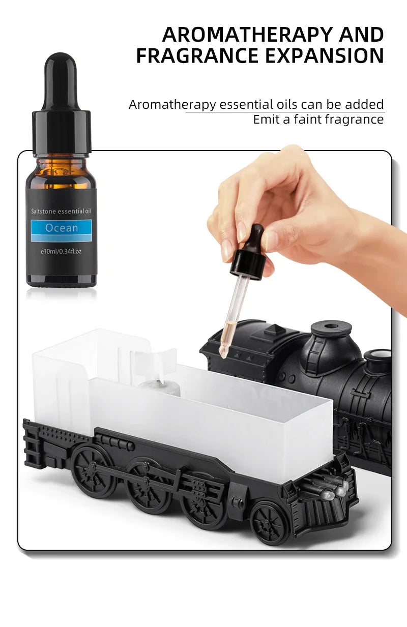 Humidificateur d'air en forme de train, diffuseur d'arômes avec lumière, parfum pour bureau à domicile; Noel