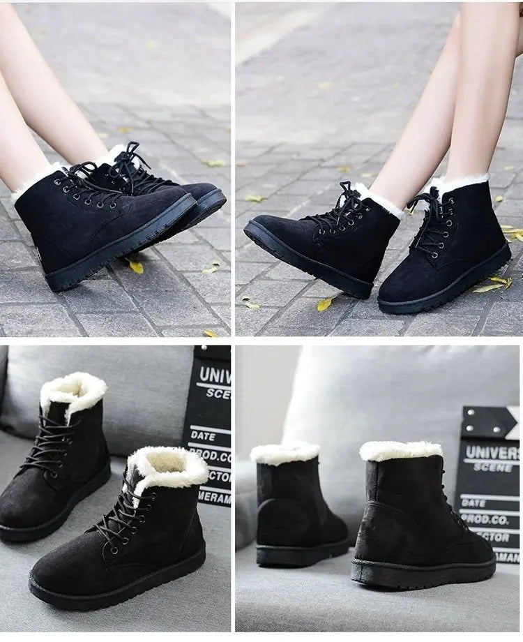 Bottes chaudes d’hiver à lacets