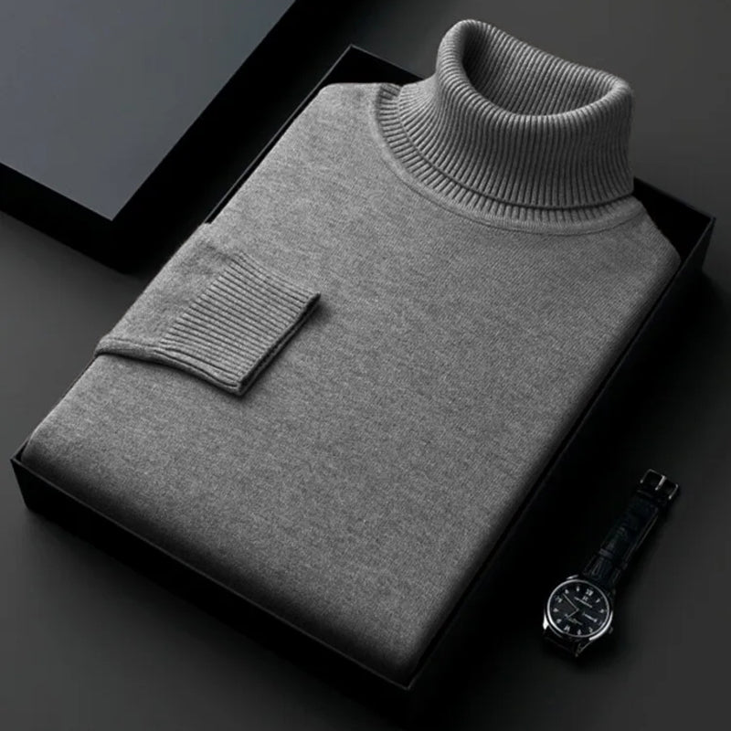 Sweatwear Hommes Anti-boulochage Haute Qualité Tricoté Pull À Col Roulé Slim Fit À Manches Longues