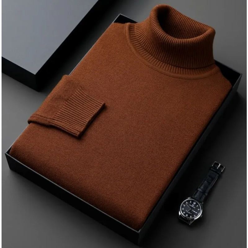 Sweatwear Hommes Anti-boulochage Haute Qualité Tricoté Pull À Col Roulé Slim Fit À Manches Longues