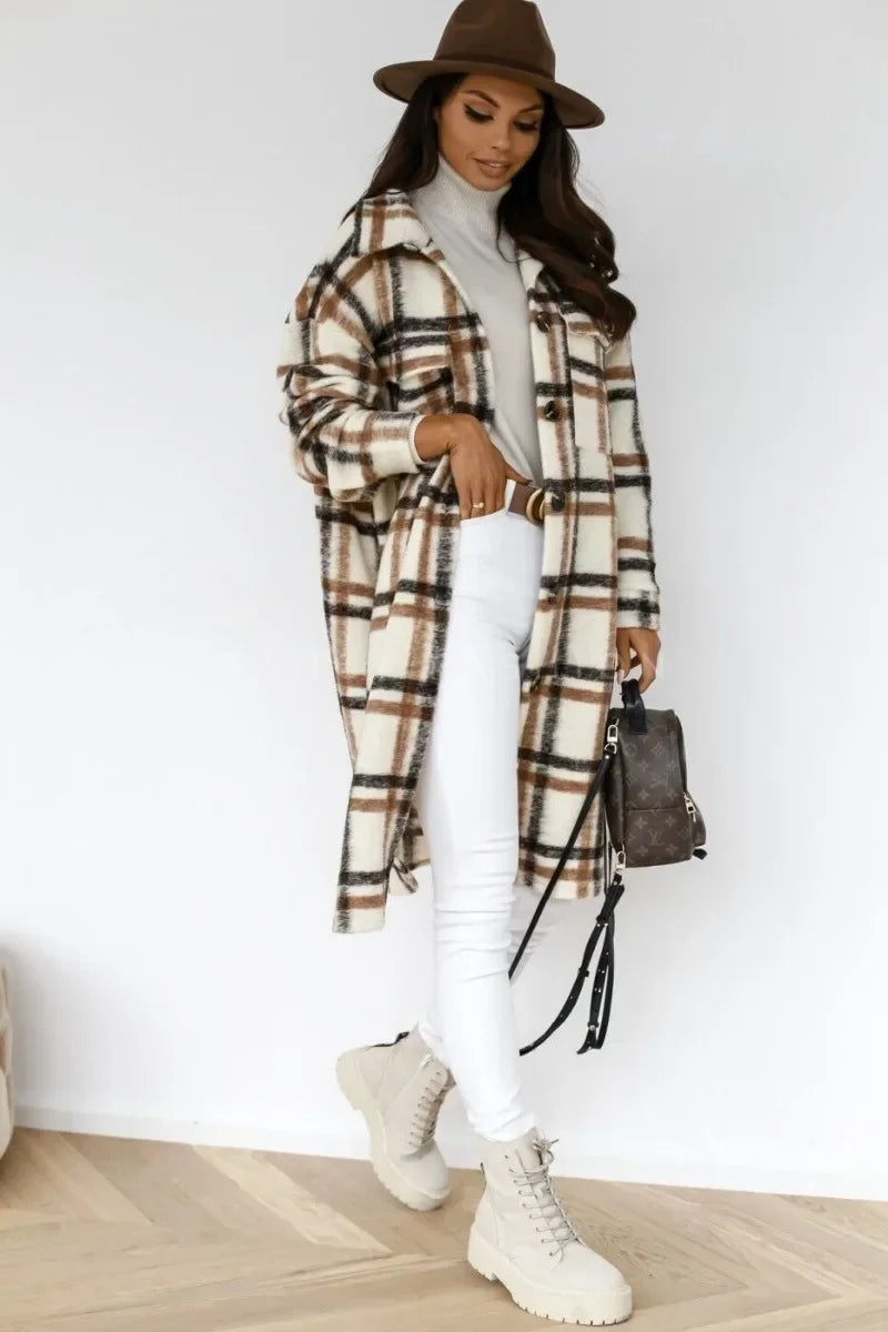Chemise Veste À Manches Longues À Carreaux Imprimé