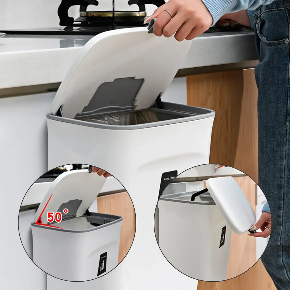 😍Poubelle de cuisine suspendue avec couvercle, poubelles de placard pour porte d'armoire de cuisine, poubelles sous évier, poubelle pour chambre salle de bain bureau camping-car blanc