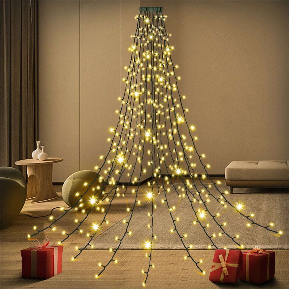 Guirlandes lumineuses de Noël à LED 8 modes d’éclairage Guirlandes lumineuses Lumières de Noël pour fêtes à la maison 400 LED