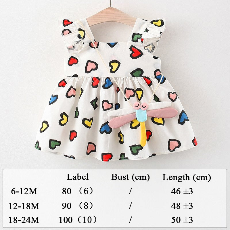 Robe Imprimée Intégrale Avec Des Fleurs Pour Enfant En Bas Âge Et Chapeau, Jolie Robe Sans Manches Avec Nœud Décoratif, Vêtements Pour Bébé Fille Pour L'été