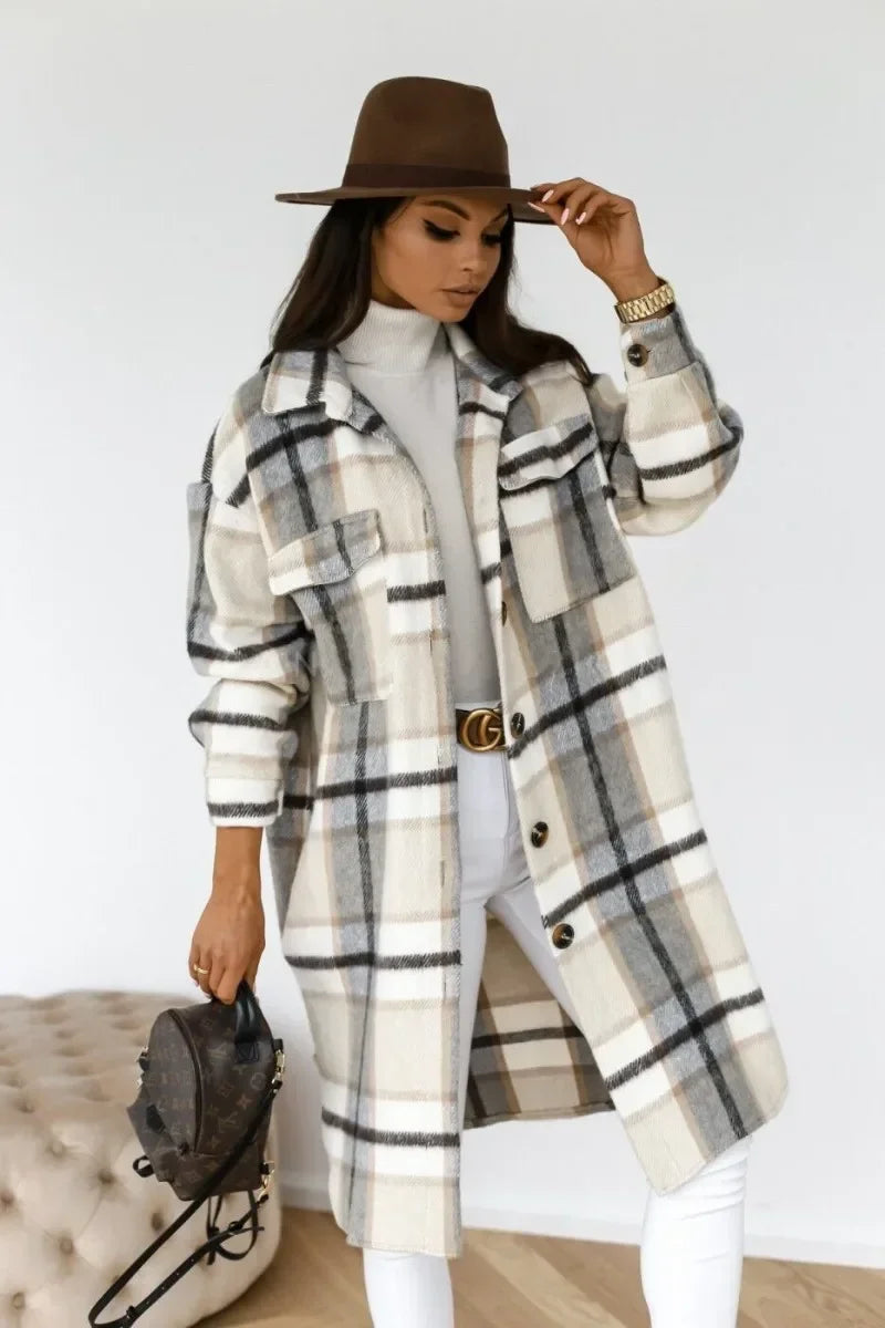 Chemise Veste À Manches Longues À Carreaux Imprimé