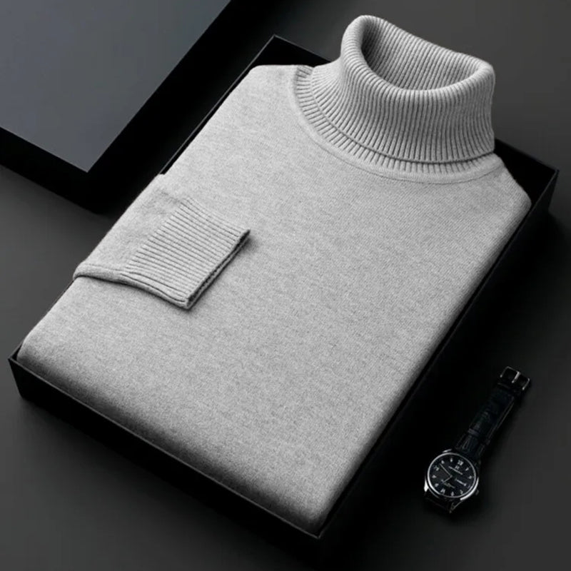Sweatwear Hommes Anti-boulochage Haute Qualité Tricoté Pull À Col Roulé Slim Fit À Manches Longues