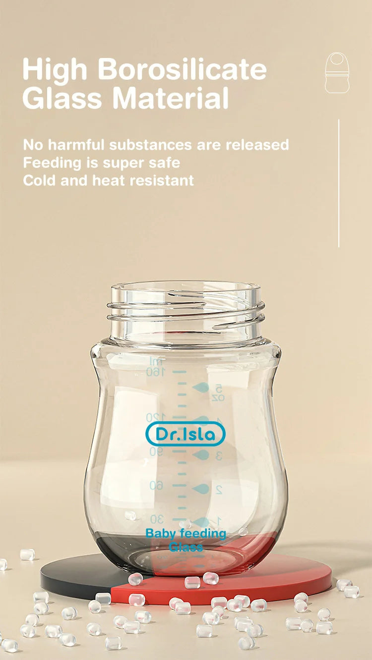 Biberon en verre pour nouveau-né, alimentation au lait pour bébé, sans BPA, 160ml, Rose , Blue