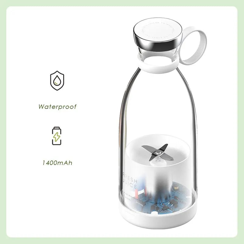 Blender Smoothie, 350ML Mixeur Blender Portable Mini , Fresh Juice Blender Bouteille, Smoothie Mixer Bottle Multifonctionnel Personal Bottle avec USB Rechargeable
