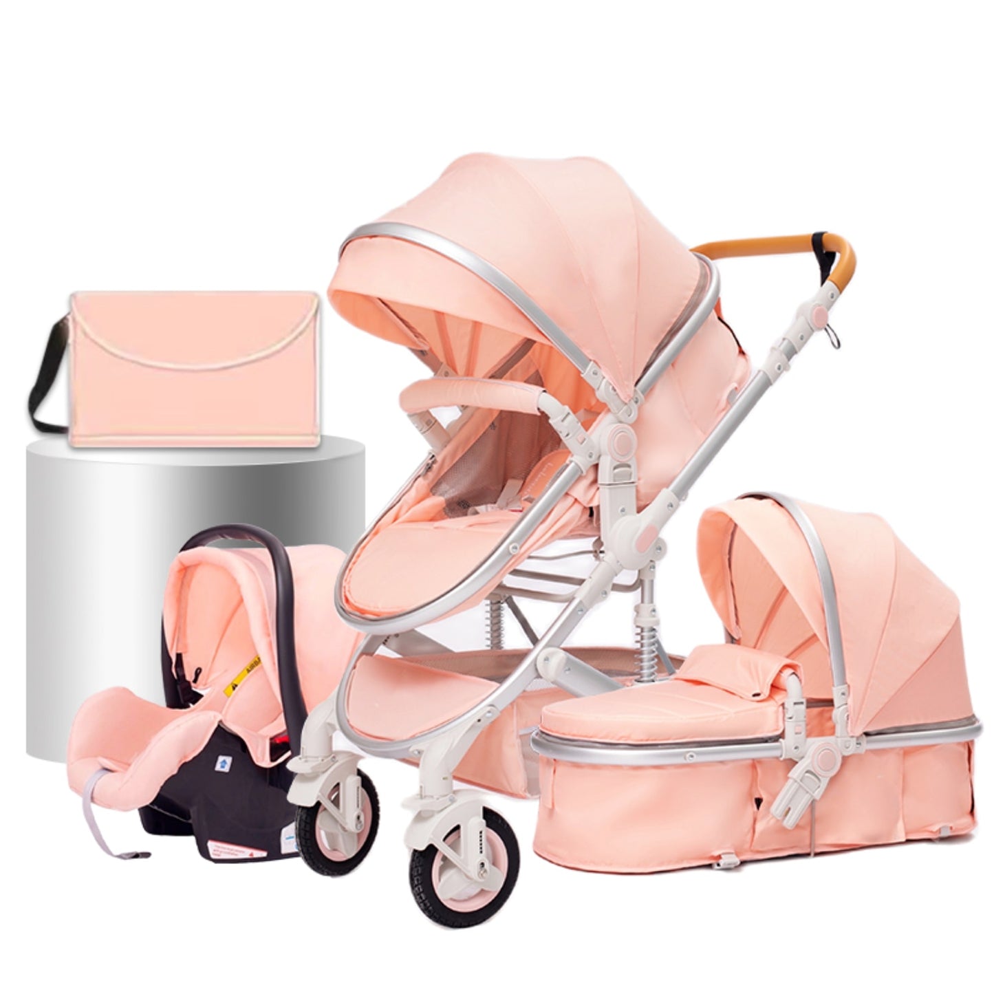 YAZOCO Poussette 3 en1 Compacte Poussette CombinéEs Anstout Terrain Luxe Haut Paysage Quadruple Pliable Canne Bébé Poussettes Confort Convient aux Nouveau Nés