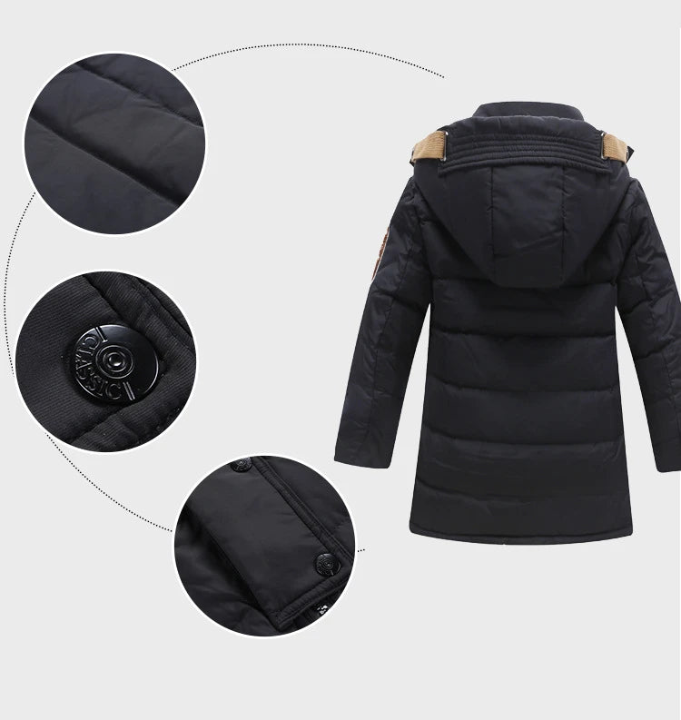 Manteau long et épais en duvet pour garçon , vêtement d'extérieur pour l'hiver