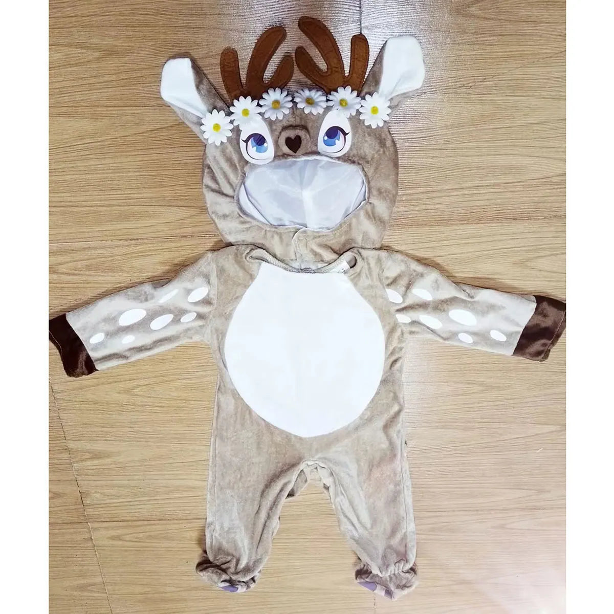 Petit cerf fauve costume pour bébé garçons filles 6M 12M 18M 2pcs / Set Capuche Combishort Avec Chaussures Halloween