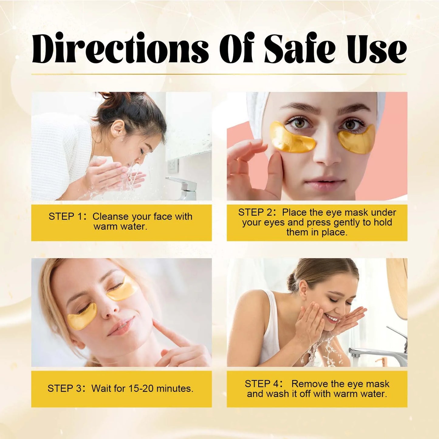Masque Hydratant Yeux Anti Cernes Poches Peau Raffermissant Nourrissant Éclaircir Réduire les ridules 180pcs