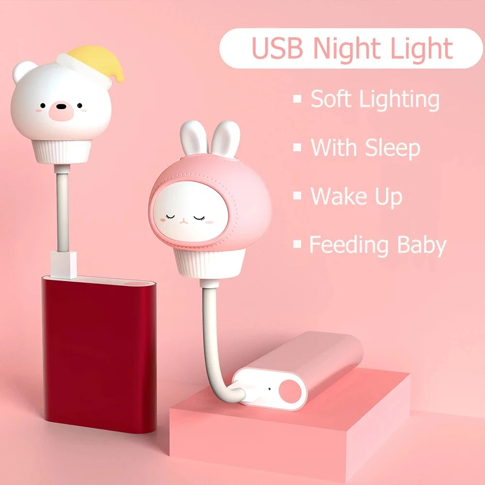 Veilleuse LED mignon dessin animé lampe de nuit poussin chaton télécommande pour bébé enfant chambre décor lampe de chevet