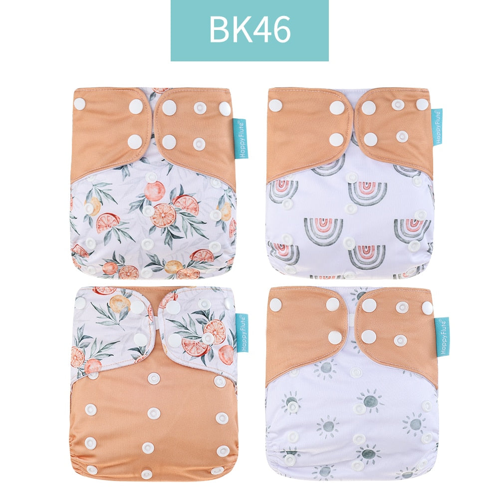 Happyflute 2022 New Fashion Style Baby Nappy 4pcs/set Diaper Cover Waterproof&Reusable Cloth Diaper