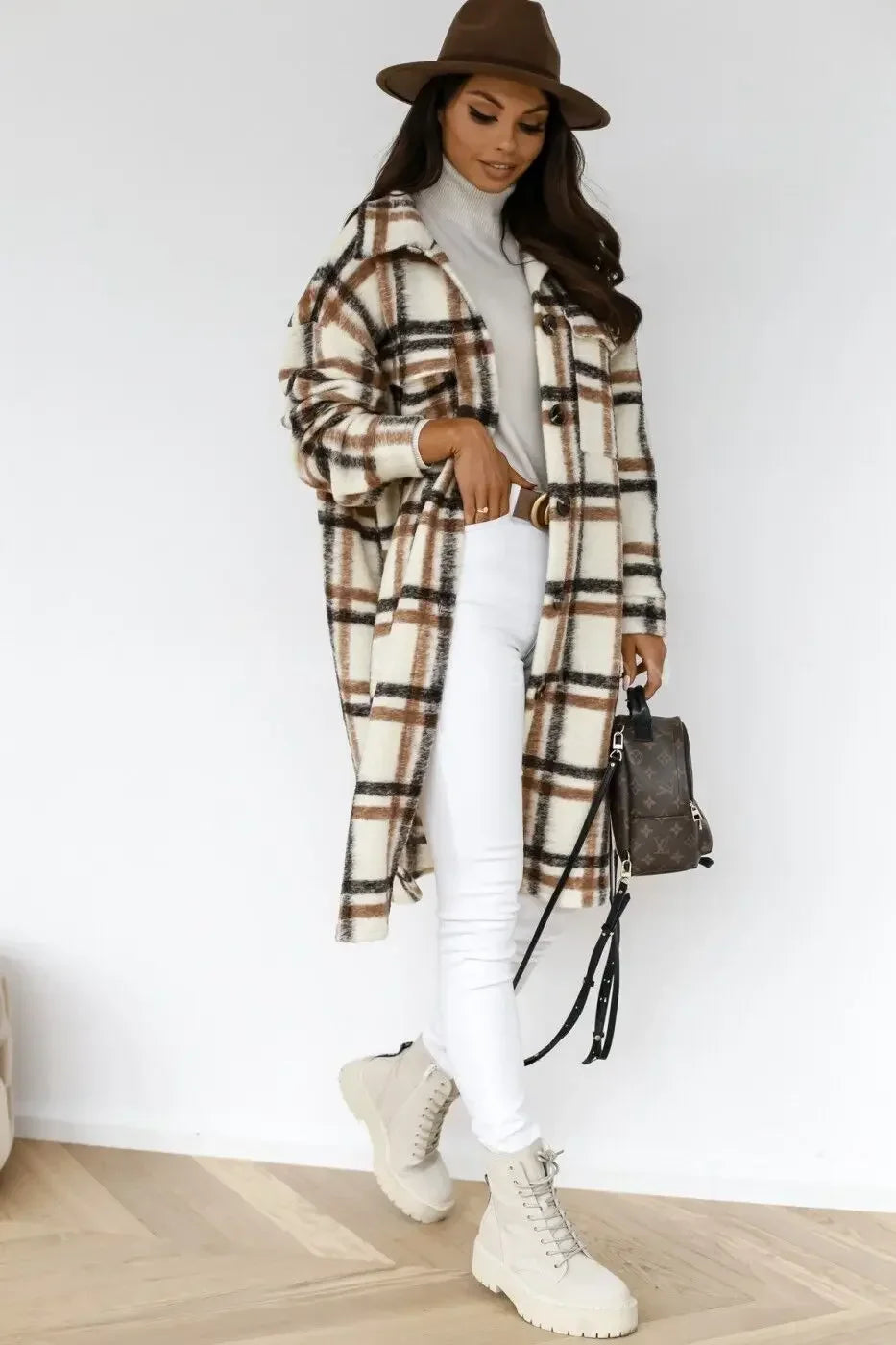 Chemise Veste À Manches Longues À Carreaux Imprimé
