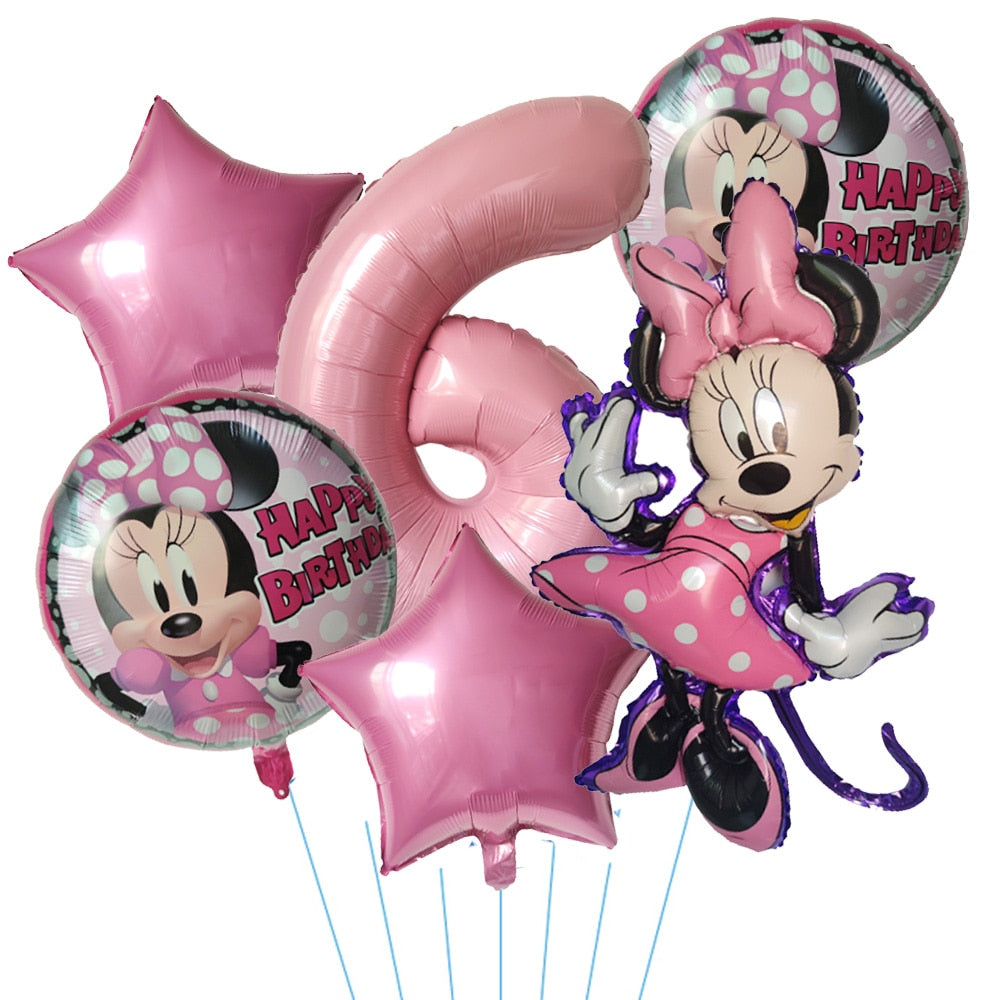 Ensemble de Ballons à Hélium en Forme de Têtes de Minnie et Chiffre Disney