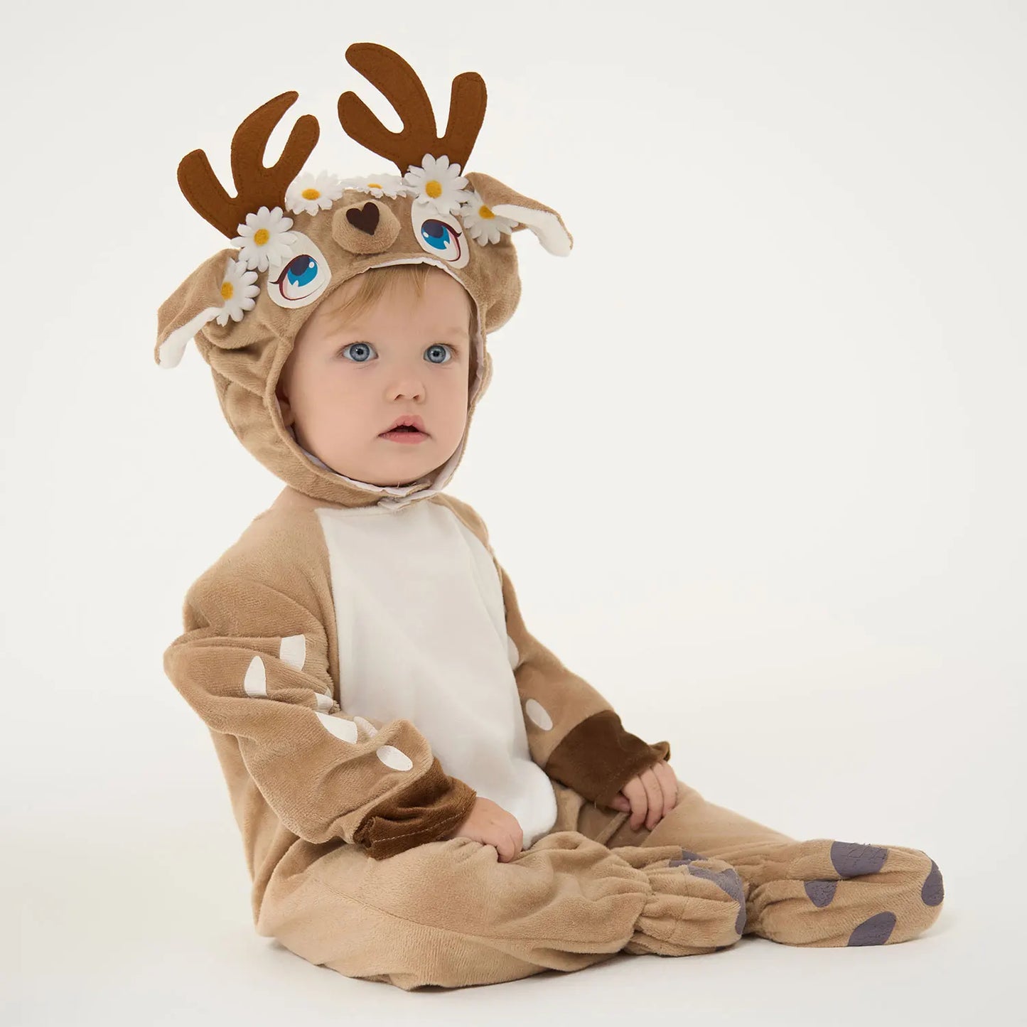 Petit cerf fauve costume pour bébé garçons filles 6M 12M 18M 2pcs / Set Capuche Combishort Avec Chaussures Halloween