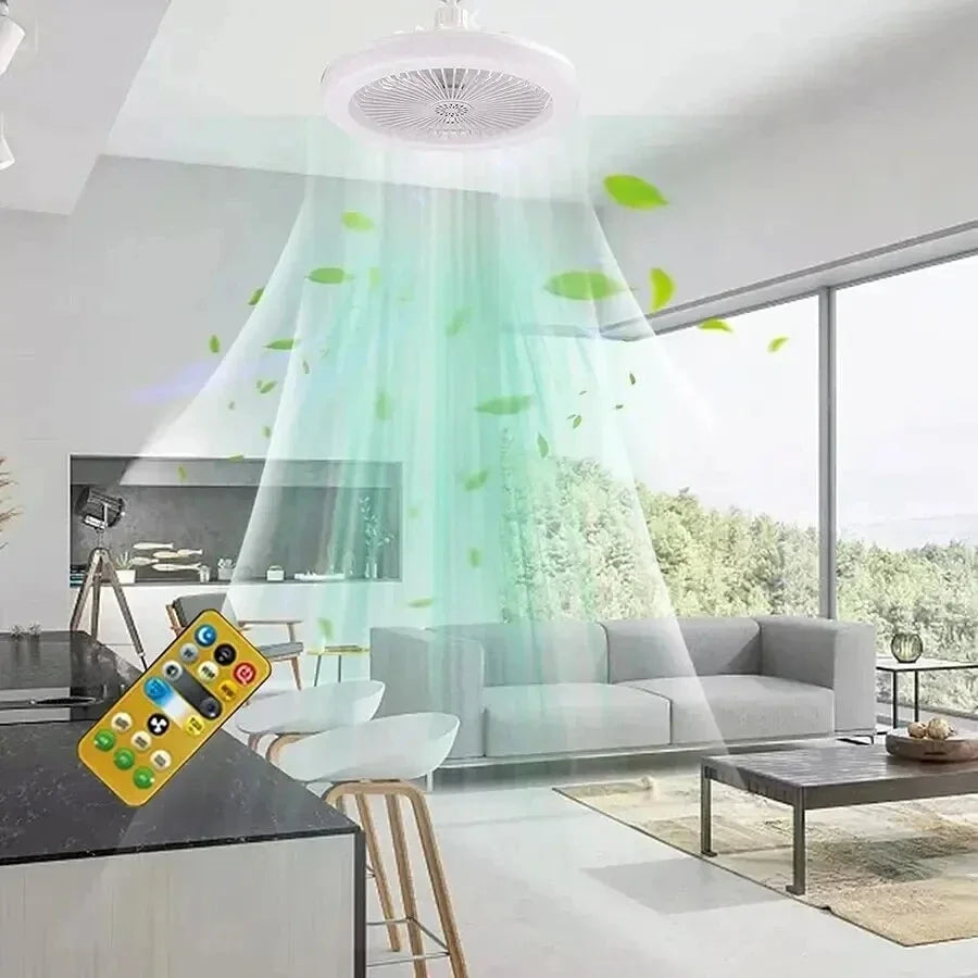 3 en 1 Ventilateur de plafond intelligent avec télécommande, lampe d'éclairage, base de convertisseur, chambre et salon, 85-265V