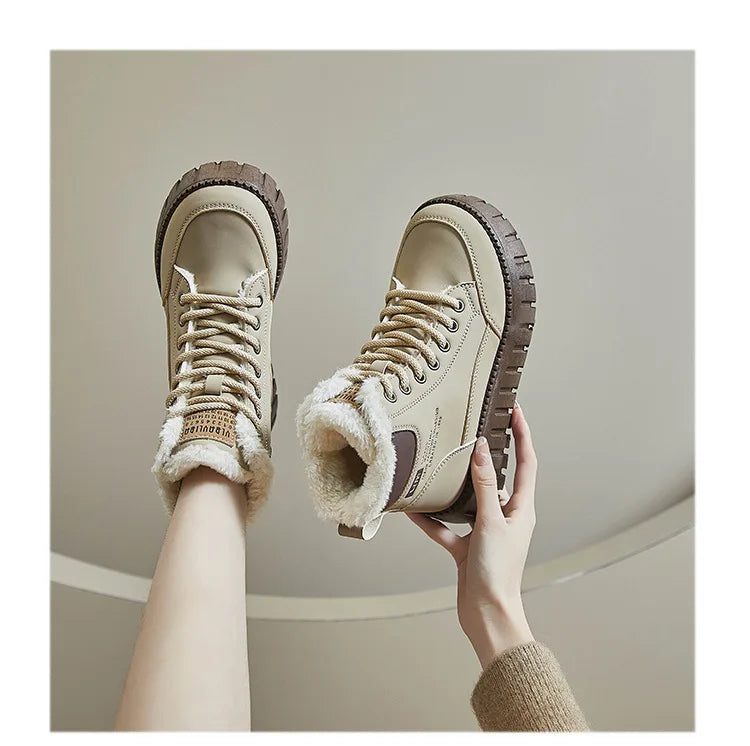Bottes Montantes en Peluche pour Femme, Nouvelle Collection, Hiver 2024