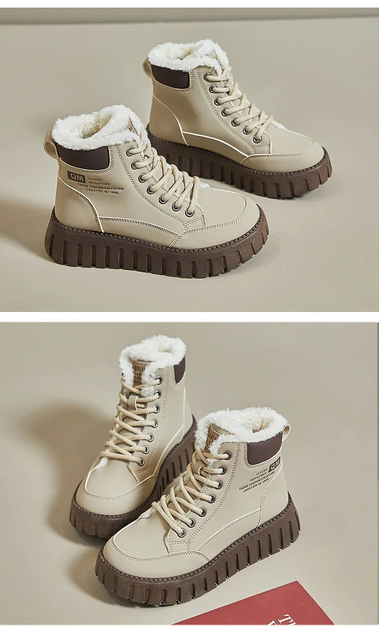 Bottes Montantes en Peluche pour Femme, Nouvelle Collection, Hiver 2024