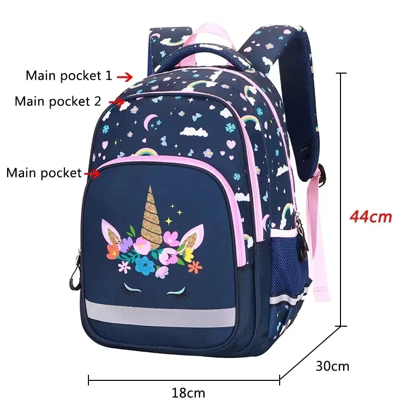 Cartable Fille Primaire Sac à Dos Enfant, 3 en 1 Sac à Dos Scolaire avec Sac à Lunch et Trousse