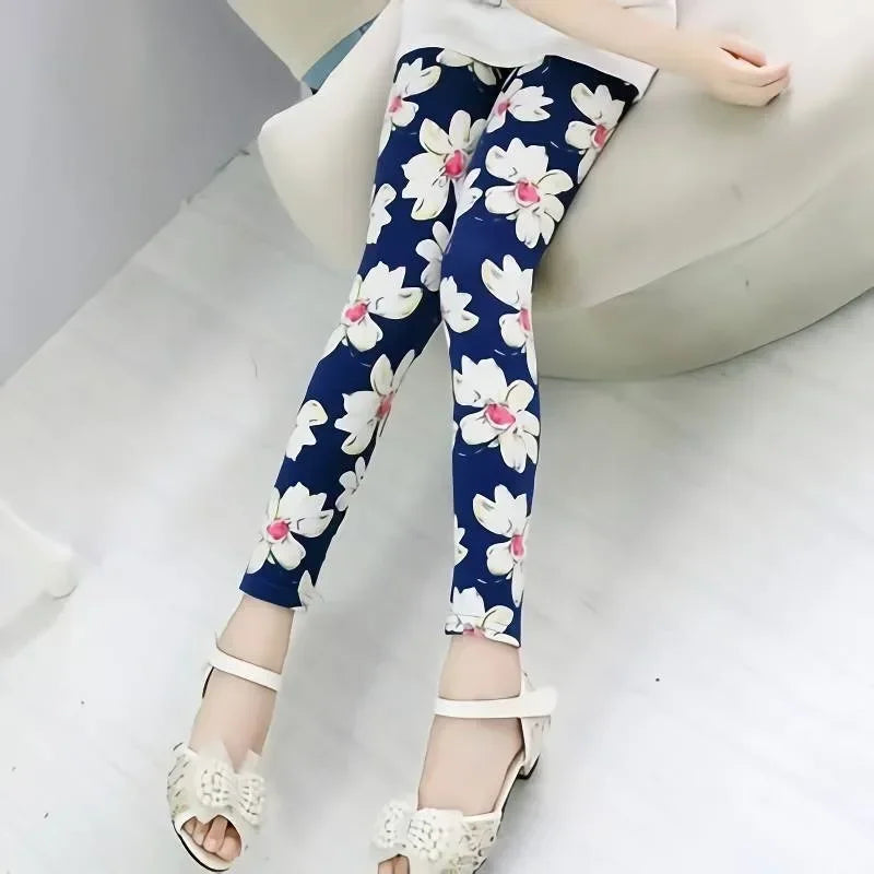 Leggings en coton imprimé fleuri pour petite fille 2-11 ans