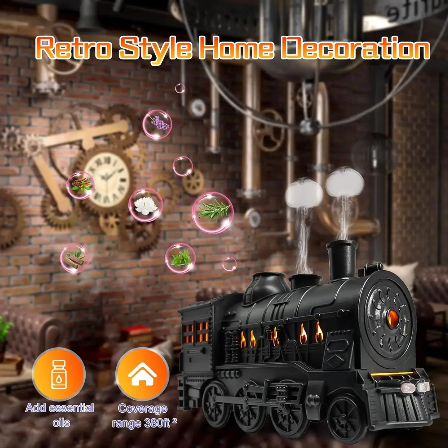 Humidificateur d'air en forme de train, diffuseur d'arômes avec lumière, parfum pour bureau à domicile; Noel